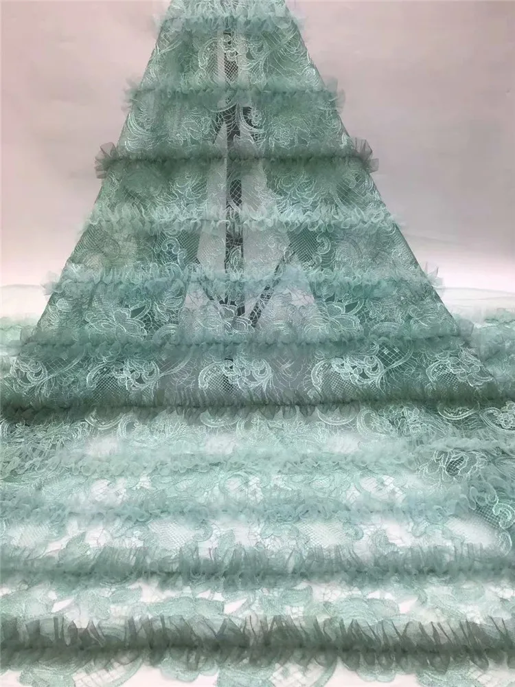 

Nigerian African Lace Fabric 5 yards Luxury green French Net Lace Fabric /Swiss Guipure Lace for Wedding Dress FDF1113
