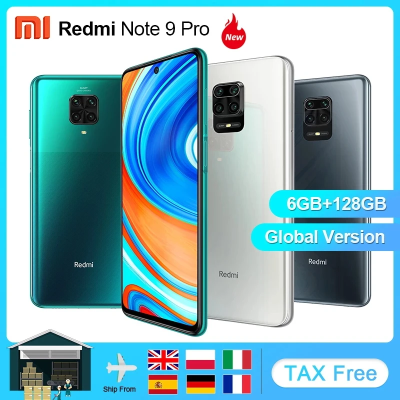 Глобальная версия Xiaomi Redmi Note 9 Pro 6 ГБ 64 Гб 128 NFC Смартфон Android Snapdragon 720G мобильный