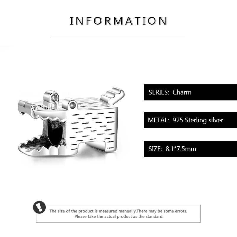 

New 925 Silver Mechanical square alligator Charms for Jewelry Making fits Original DIY Bracelet Women Jewelry