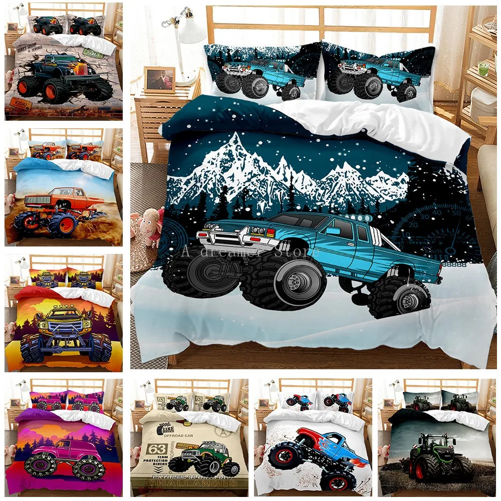 

3D Cool Off-Road Pickup Truck Duvet Duvet Cover Set For Boys Kids Bedclothes Decor Home Cartoon Game Car Bedding Set