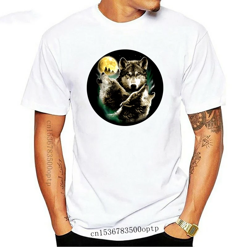 

Мужская футболка с коротким рукавом и принтом волка и Луны