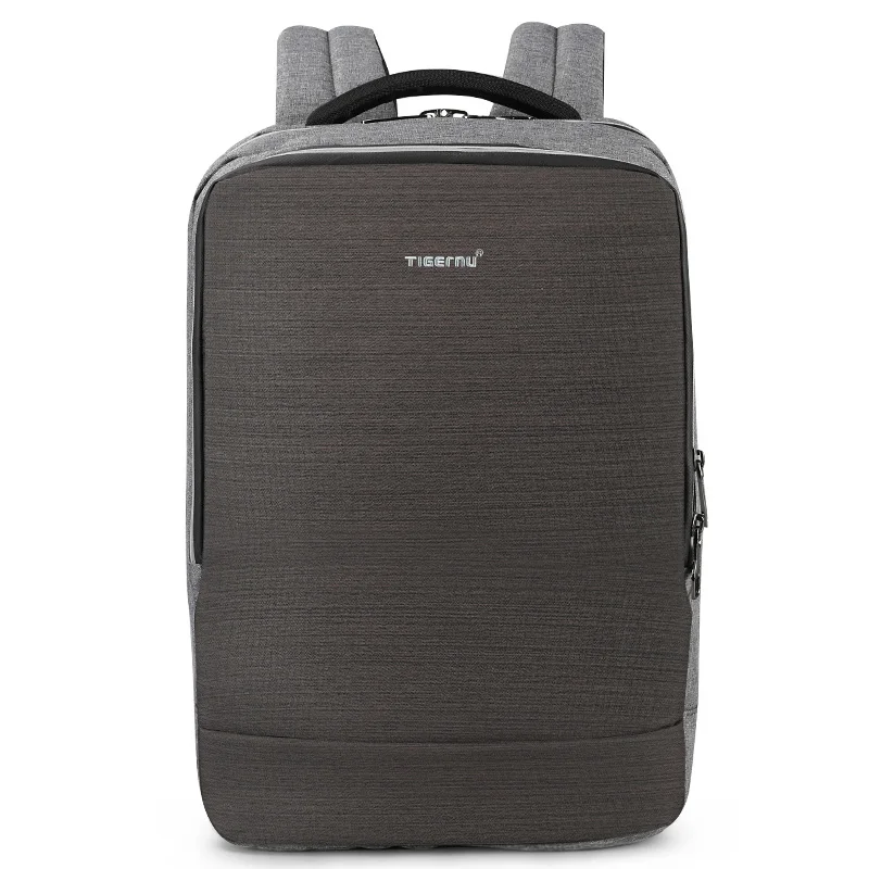 Tigernu Business Backpack Ноутбук Человек Рюкзаки Светоотражающие Водонепроницаемые с USB Зарядка Порт наушников рюкзак - Цвет: Grey
