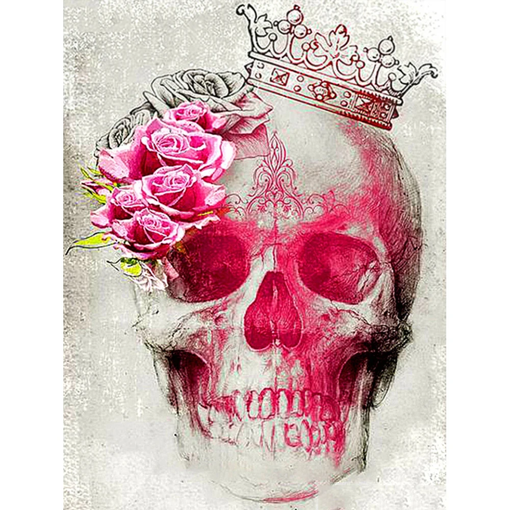 

AMPHIBOLE Diy 5d Diamond Painting Skull Crown Flowers Home Decor Diamond Art Embroidery Gift Handmade