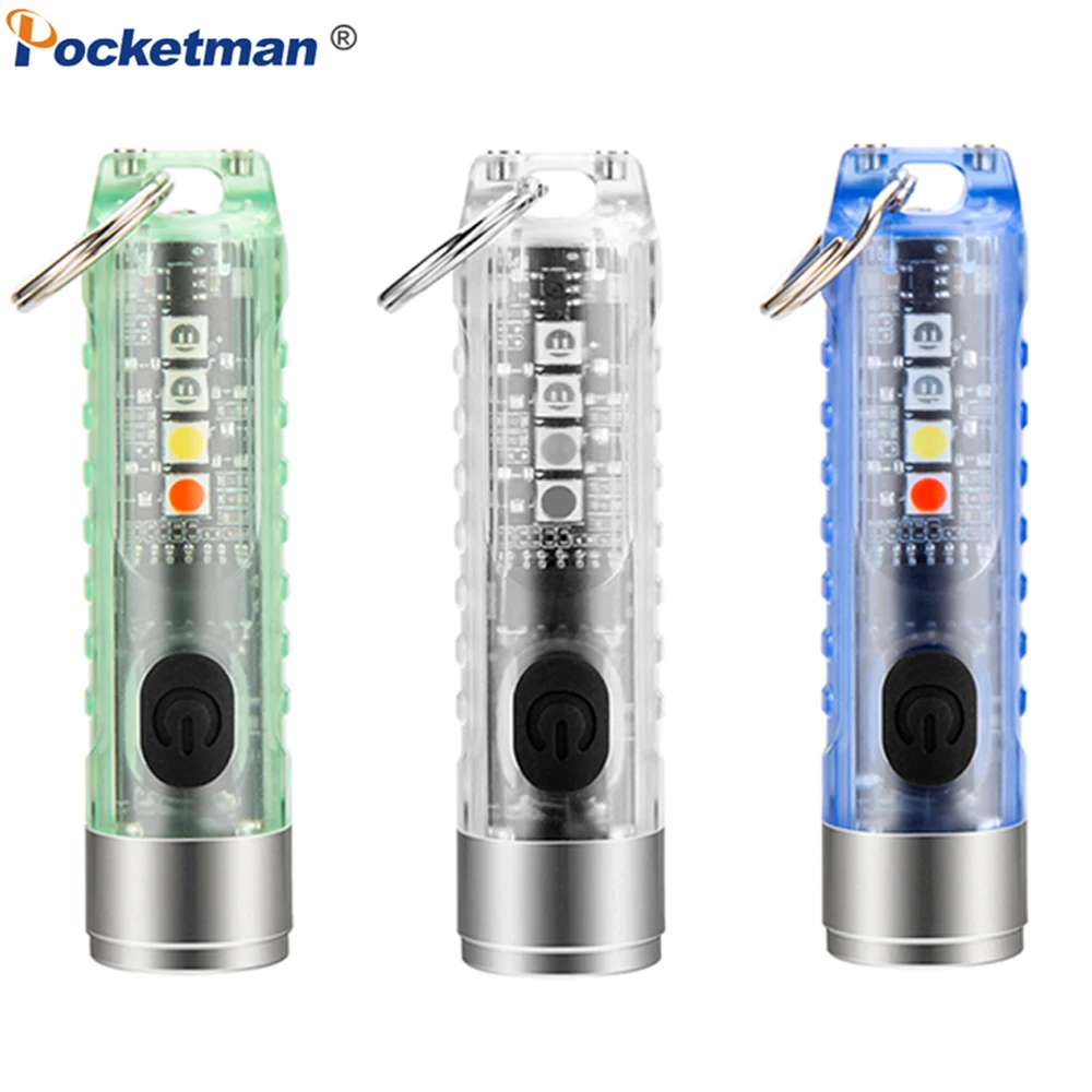 

Mini LED Flashlights 5 Modes 3 Lights Sources Magnetic Work Light USB Rechargeable Flashlight Waterproof Torch with UV Light