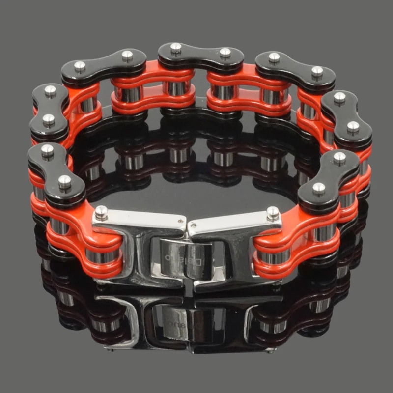 Нержавеющая сталь 316L велосипедная цепь красный черный большие браслеты и