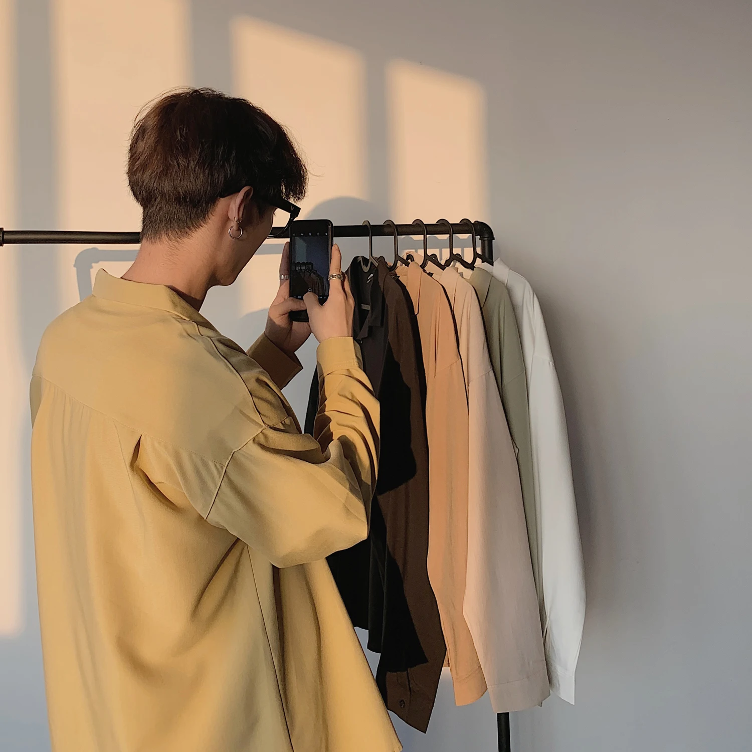 

Long Sleeve Suit Coats Shirts Mens Fashion 6 Color Shirts Camisa Masculina Men's 2021 New Collar Lining Loose Casual Shirts Full