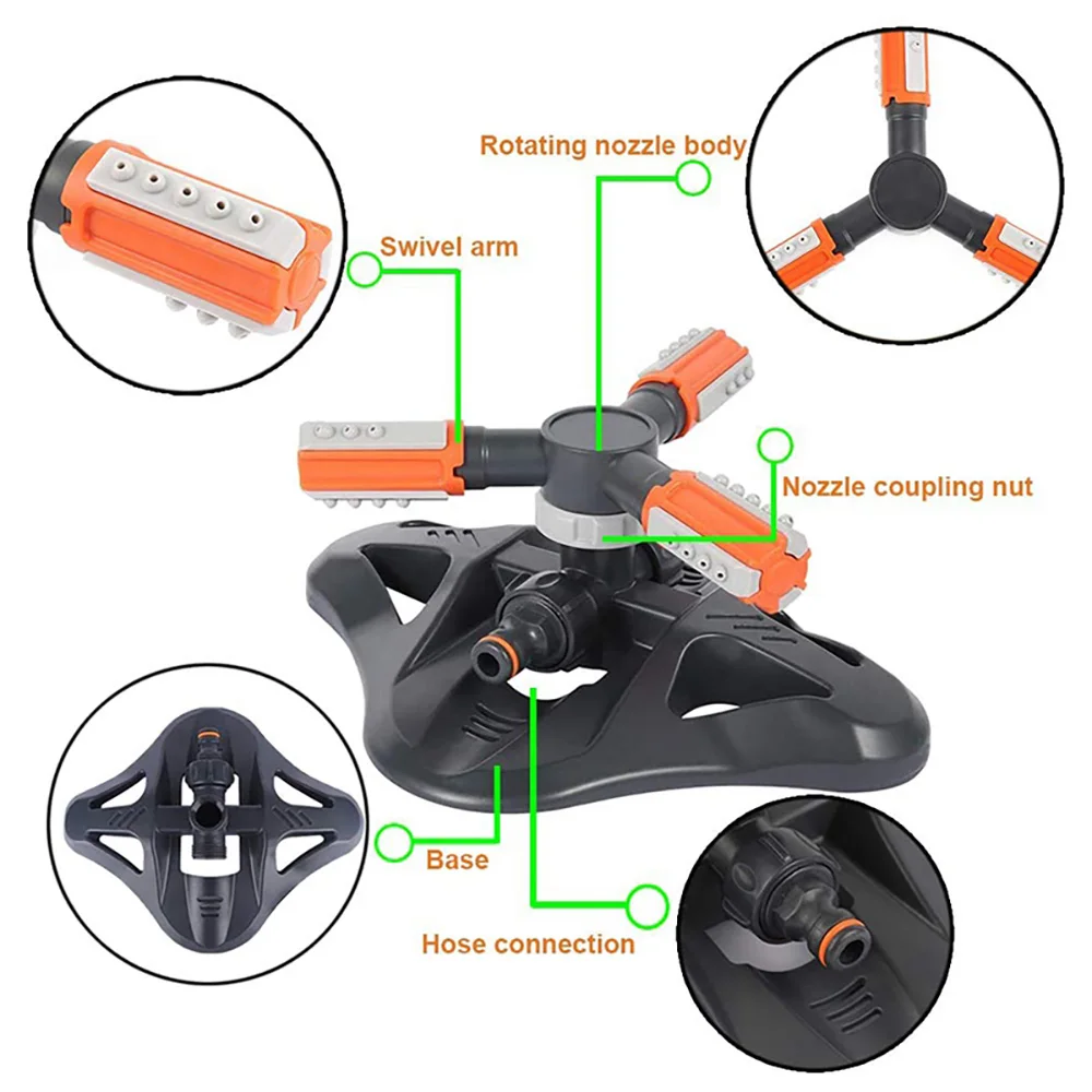 Садовый автоматический разбрызгиватель Вращающаяся насадка на 360 градусов для