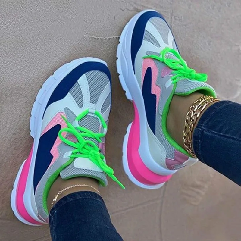 

Mixed Colors Ladies Flat Platform Lace Up Shoes Women Casual Spring Autumn Sneakers 2020 Big Size 43 Brand New Sneakers Women