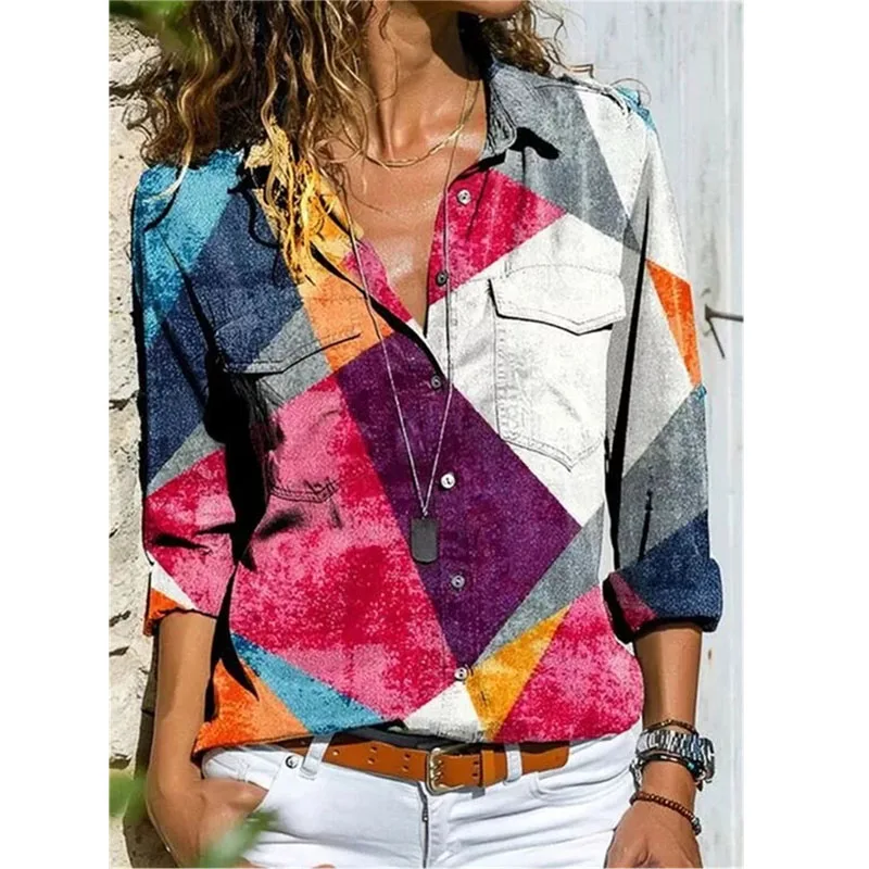 Женская Свободная блузка с карманами и длинным рукавом в стиле Харадзюку | одежда