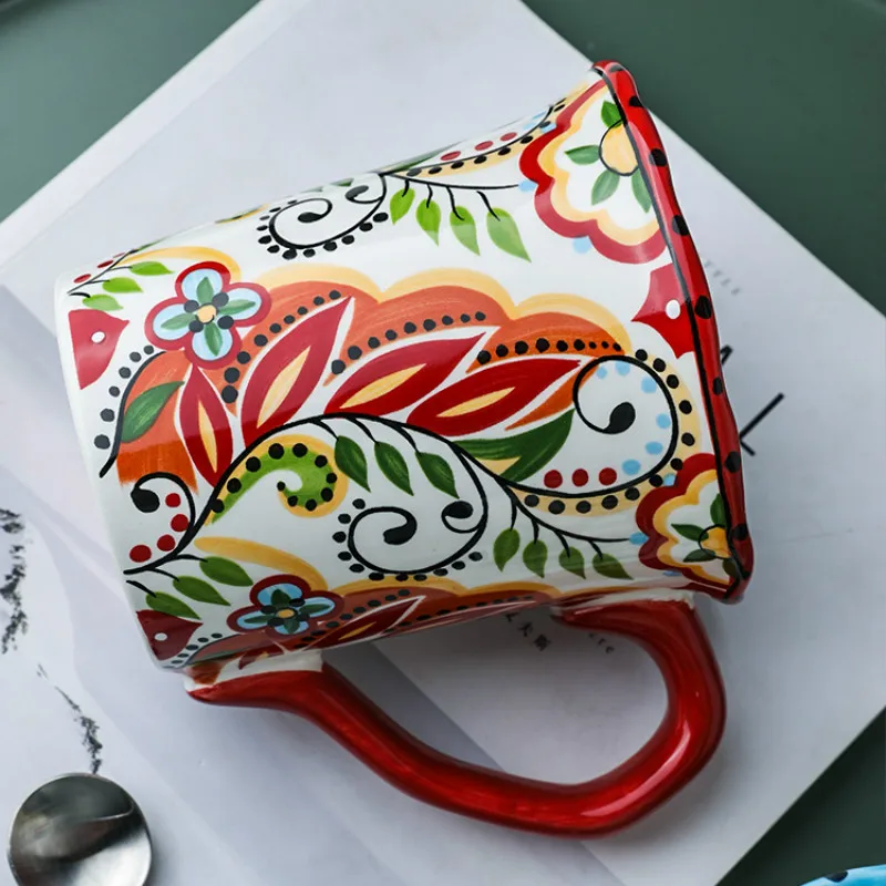 Ручная роспись керамическая кружка для молока и кофе завтрака ручной работы