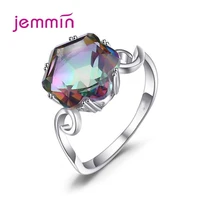 100 real 925 sterling silver wave finger rings for women colorful rainbow cz zircon promise engagement rings jewelry
