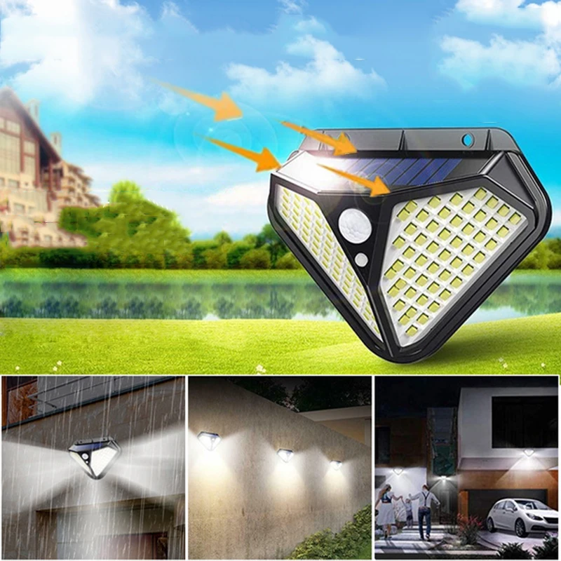 

IP65 102 LED Solar Light Outdoor Light Powered By Sunlight 3 Modes PIR Motion Sensor for Garden Decoration Wall Street