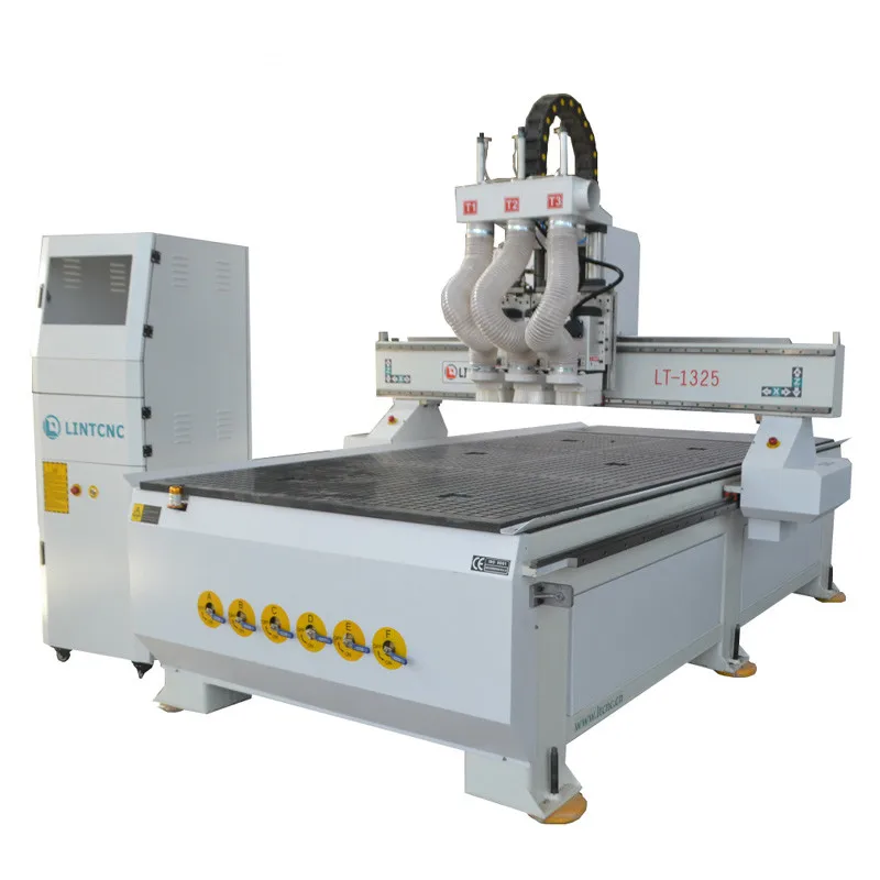 Пневматический контурный станок с ЧПУ 1325 4 головки 3 вакуумным столом Прямая