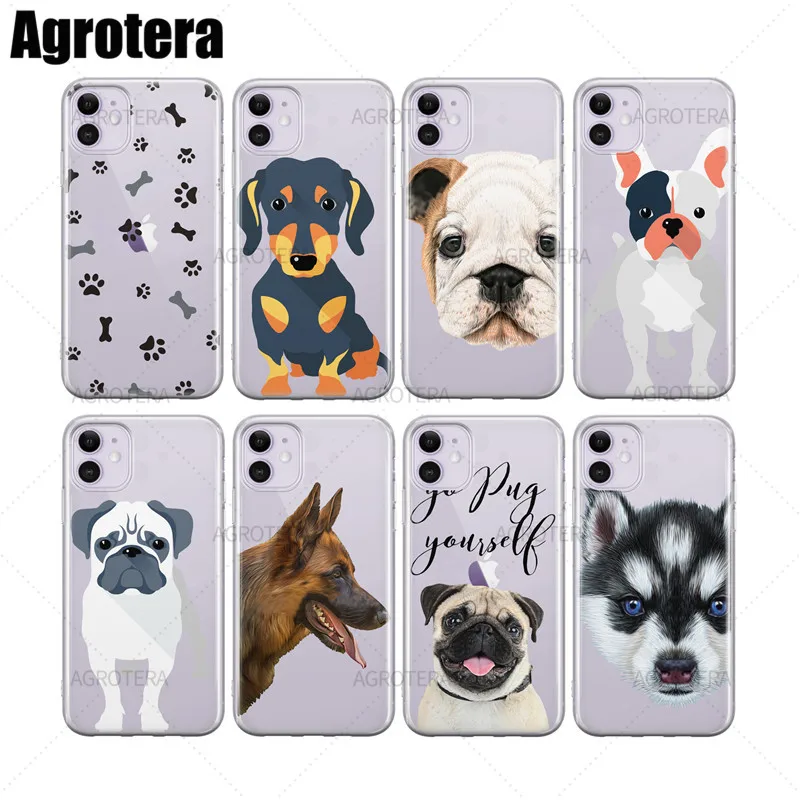 

Agrotera Boxer Bull Terrier Chihuahua Cry Baby Pug Doggy Treats Clear TPU Case Cover for iPhone 6s 7 8 Plus X XS XR 11 12Pro Max