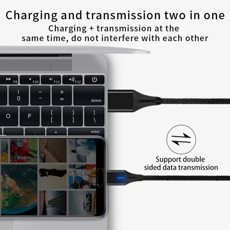 Магнитный кабель LOERSS 3A Micro usb type C Lightning для быстрой зарядки телефона магнитное
