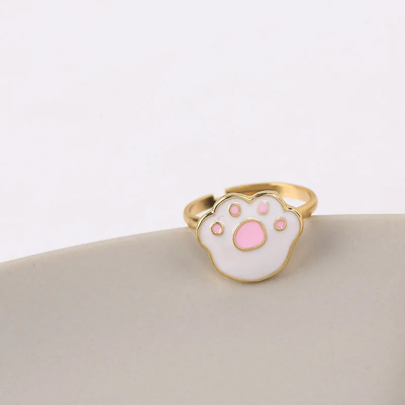 Женское кольцо с кошачьей лапой золотистое регулируемое милым изысканный