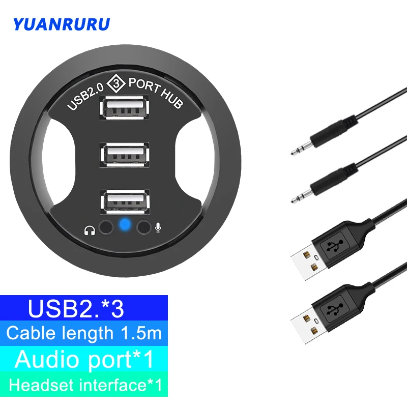 

Настольная втулка USB 2,0, адаптер для монтажа на столе с 3 портами USB 2,0