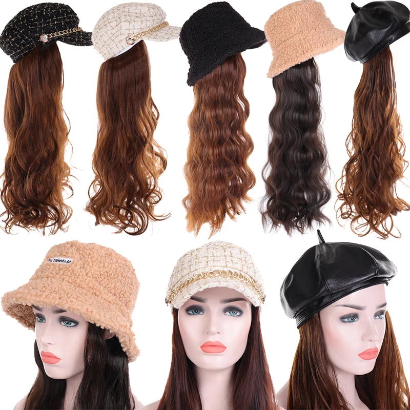 Горячий стиль коричневый длинный волнистый синтетический парик с светильник