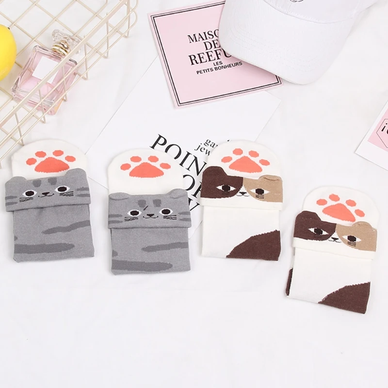 

1 Pair Women Spring Long Socks Small Ear Cartoon Animal Lovely Funny Cotton X5XD