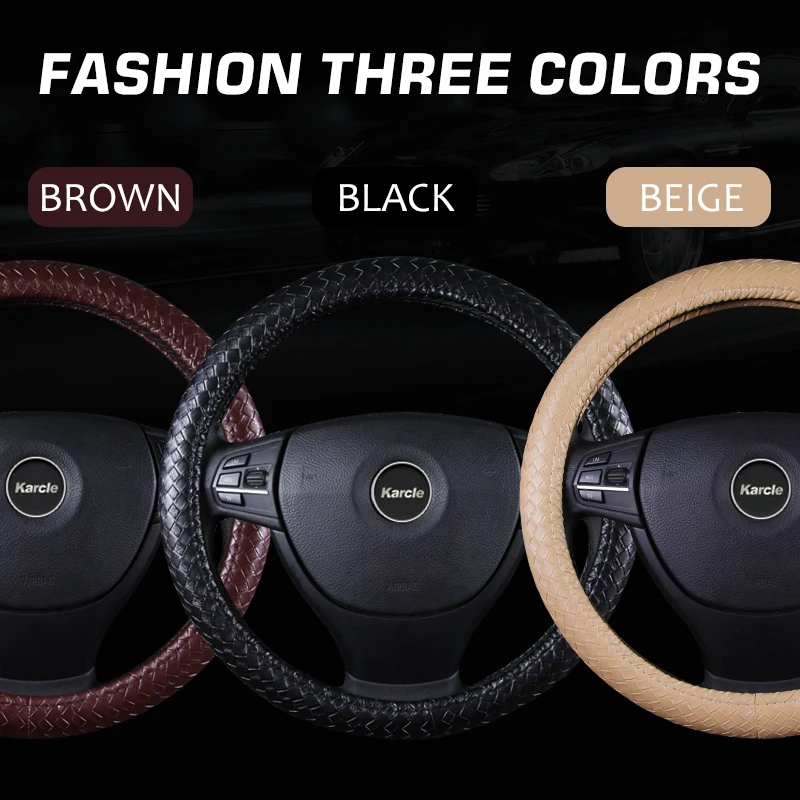 Karcle чехол рулевого колеса автомобиля из искусственной кожи Нескользящая 38 см