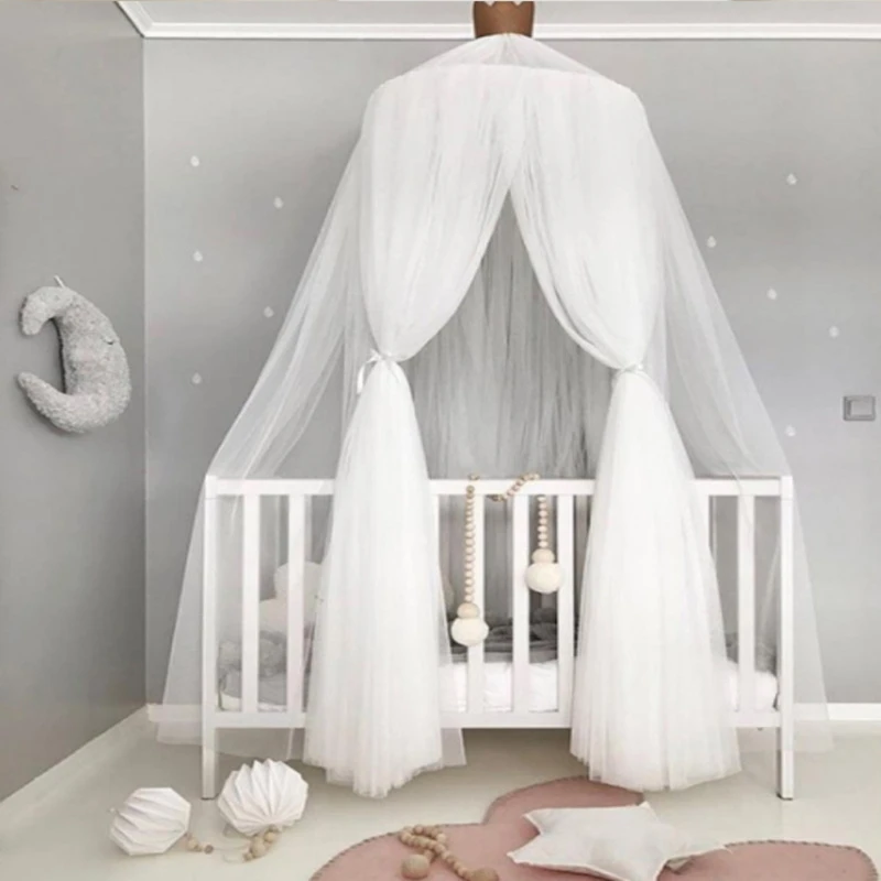 

6 Colors Hanging Kids Baby Bedding Dome Bed Canopy Cotton Mosquito Net Bedcover Curtain For Baby Kids Reading Playing Home DXAD