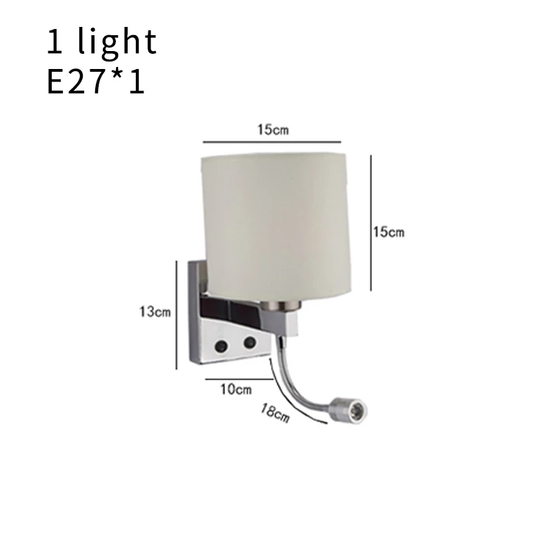 Светодиодный настенный светильник с тканевым абажуром прикроватный Настенный