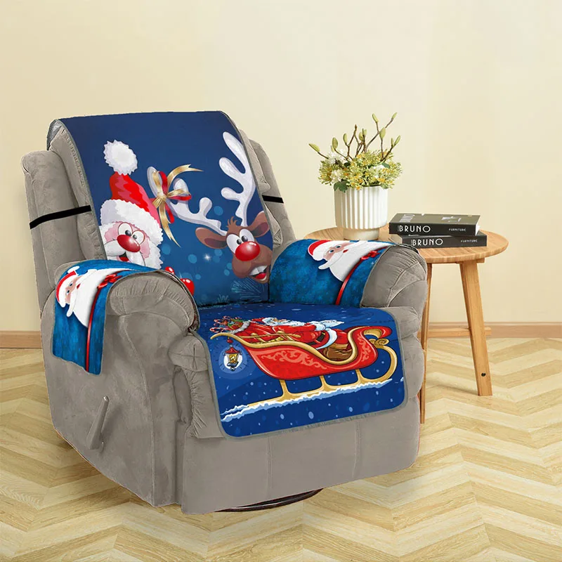 

3D Digital Printed Christmas Sofa Cover Cartoon Santa Claus pet Non-slip couch covers for sofas Protect Home Christmas Decor