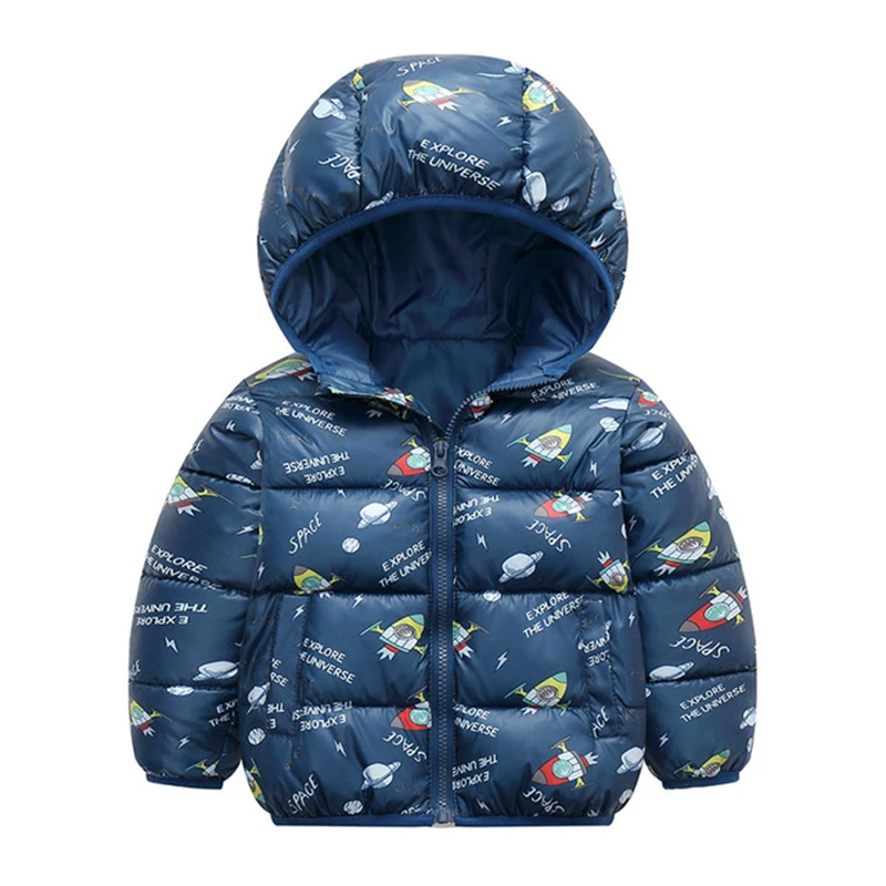 

Детская утепленная куртка с капюшоном, с мультяшным принтом