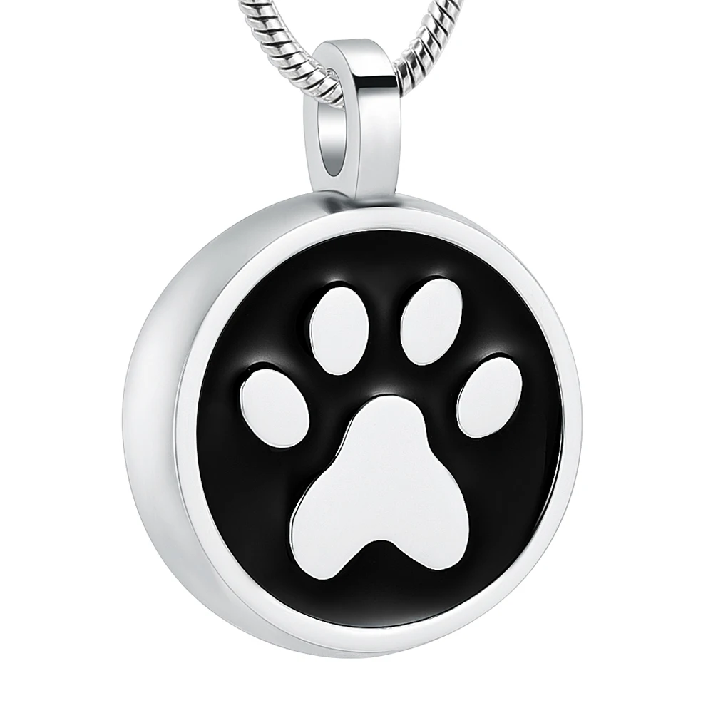 Ожерелье с кремационной урной для пепла черная лапа/белая лапа/пустая круглая