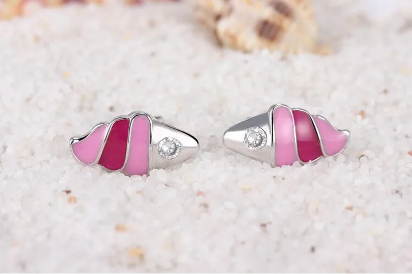 Children 925 Sterling Silver Pink Enamel Cute Ice Cream Small Stud Earring For Baby Kids Girls Party Korea Jewelry | Украшения и