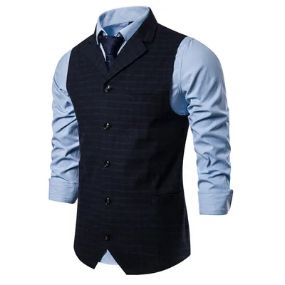 

Men's suit vest autumn and winter new fashion men's casual plaid suit vest European code single-breasted vest men 070