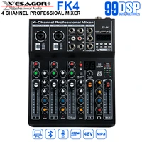 wireless 4 channel audio mixer portable sound mixing console usb interface computer input 48v phantom power monitor for input