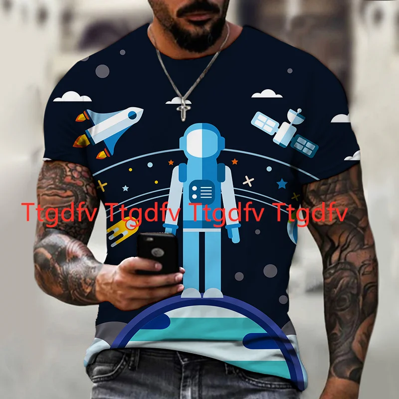 

3D Printed Men's T-shirt, Thin, Popular, Astronaut,Cute, Space Adventure, Summer New Style, Oversized, Super Cheap, Cool Stuff