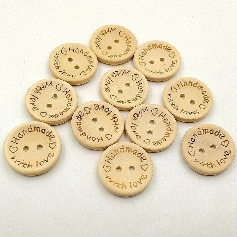 

50/100Pcs/Lot Wooden Buttons Clothing Decoration Wedding Decor Handmade Letter Love DIY Crafts For Sewing Accessories