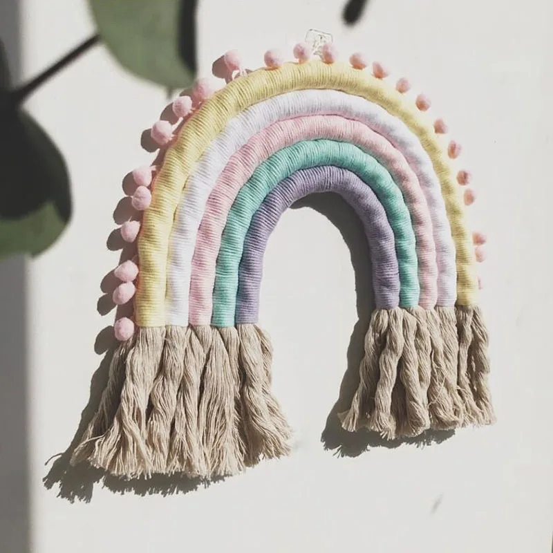 DIY веревочное Радужное Настенное подвесное украшение ручной работы Тканое