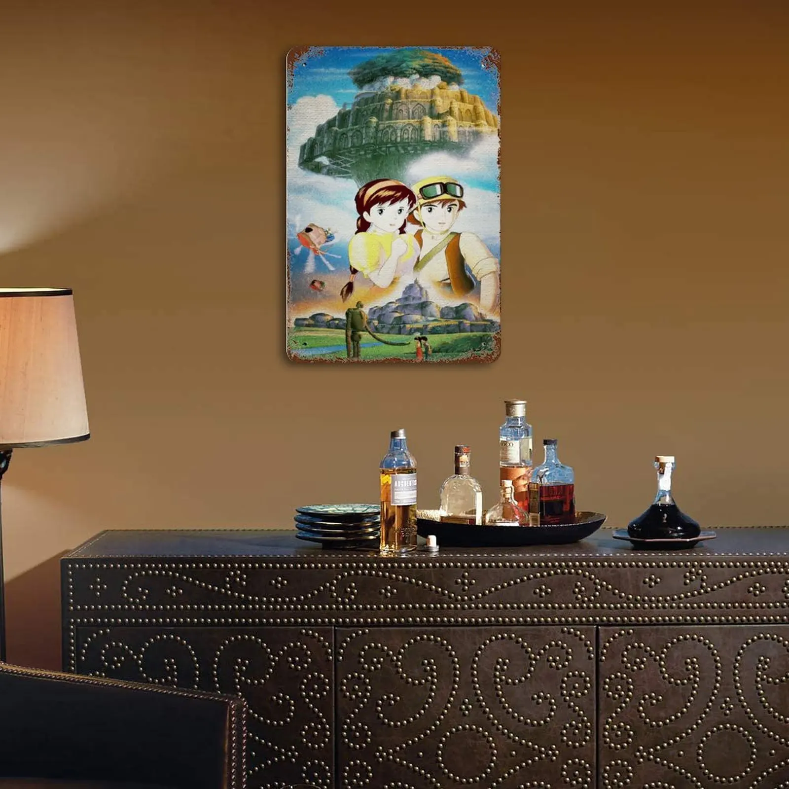 

Castle in The Sky Printed Vintage Metal Poster Home Pub Bar Garage Wall Decoration Tin Sign Plaque Decor