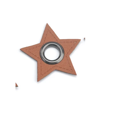 Brown black eyelet 30 шт./лот, звезда, черный/коричневый цвет, искусственная кожа, пришитые значки, нашивки, этикетки+ Внутренние 8 мм Металлические латунные люверсы, люверсы - Цвет: Brown black eyelet