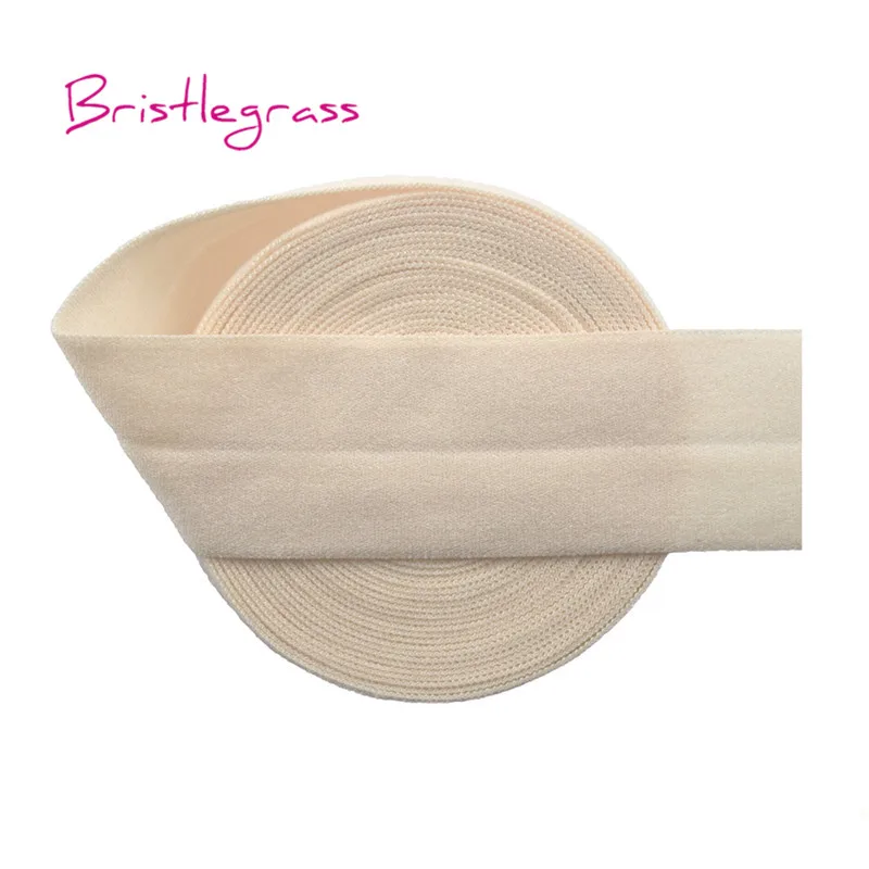 Nude BRISTLEGRASS 5 Ярд " 25 мм твердые матовые не-блестящие складывающиеся эластичные враг повязка из спандекса резинки для волос платье с повязкой DIY швейная отделка - Цвет: Nude