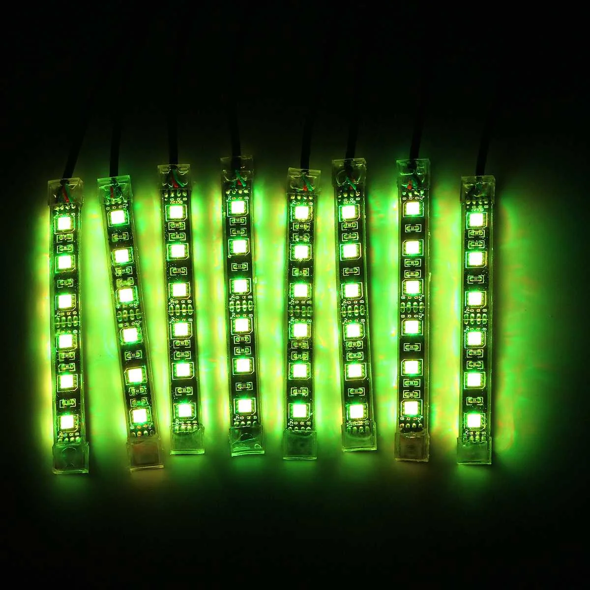 8 шт. мотоциклетные декоративные RGB мигающий свет гибкие 5050 светодиодный полосы 15 цветов Светящиеся неоновые беспроводной пульт дистанционного управления для Kawasaki
