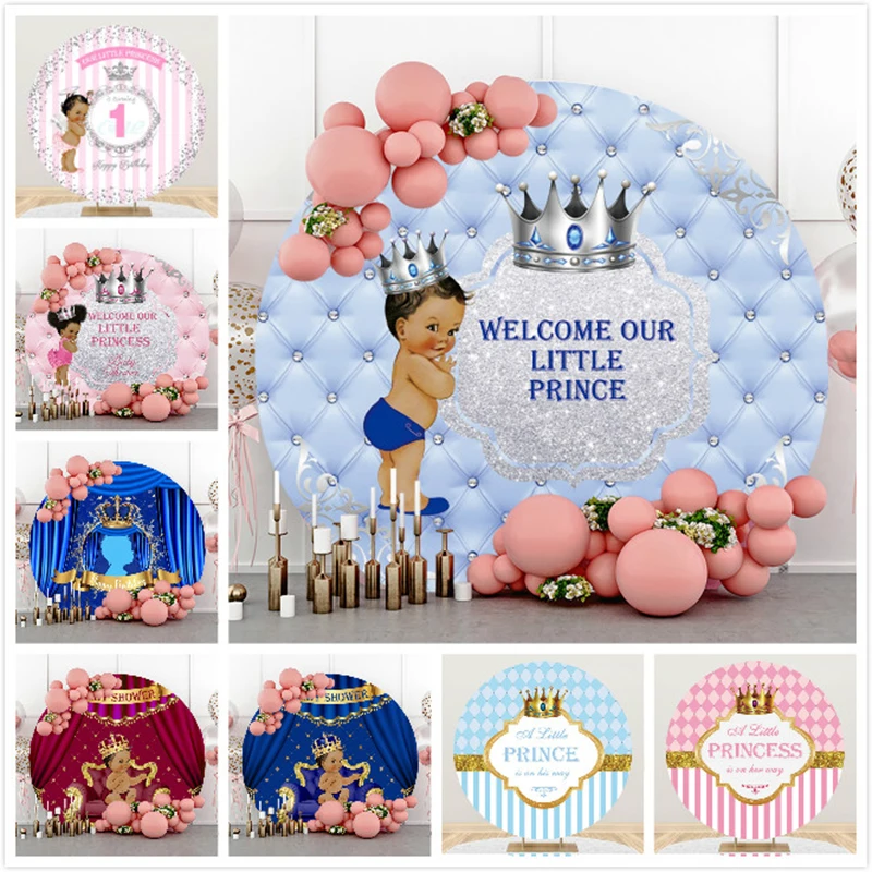 

DAWNKNOW Round Circle Elastic Photography Background Backdrop Cartoon Baby Shower Birthday Party Decoration Photo Studio