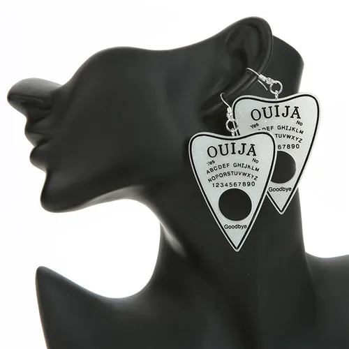 glitter white 1 пара, женские серьги-капли, многоцветная смола, Ouija planchette, амулеты, полимерная серьга для подарка на день рождения, детские женские ювелирные изделия - Окраска металла: glitter white