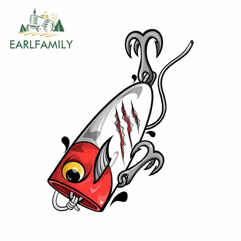 EARLFAMILY 13 см x 10 3 для рыболовной приманки Автомобильная наклейка Водонепроницаемая