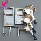 Аксессуары для кукольного дома BJD, мини кухонные горшки, напольный микрофон для раковины, мини-картины овальной формы, рамка для куклы Барби