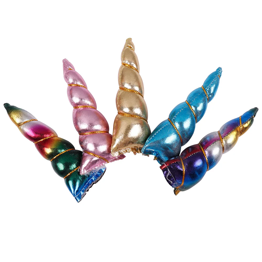 

4Pcs/Lot Leather Horn Patches Rainbow Horse Horns DIY Children Headdress Material Handmade Headband Girls Party Accessories