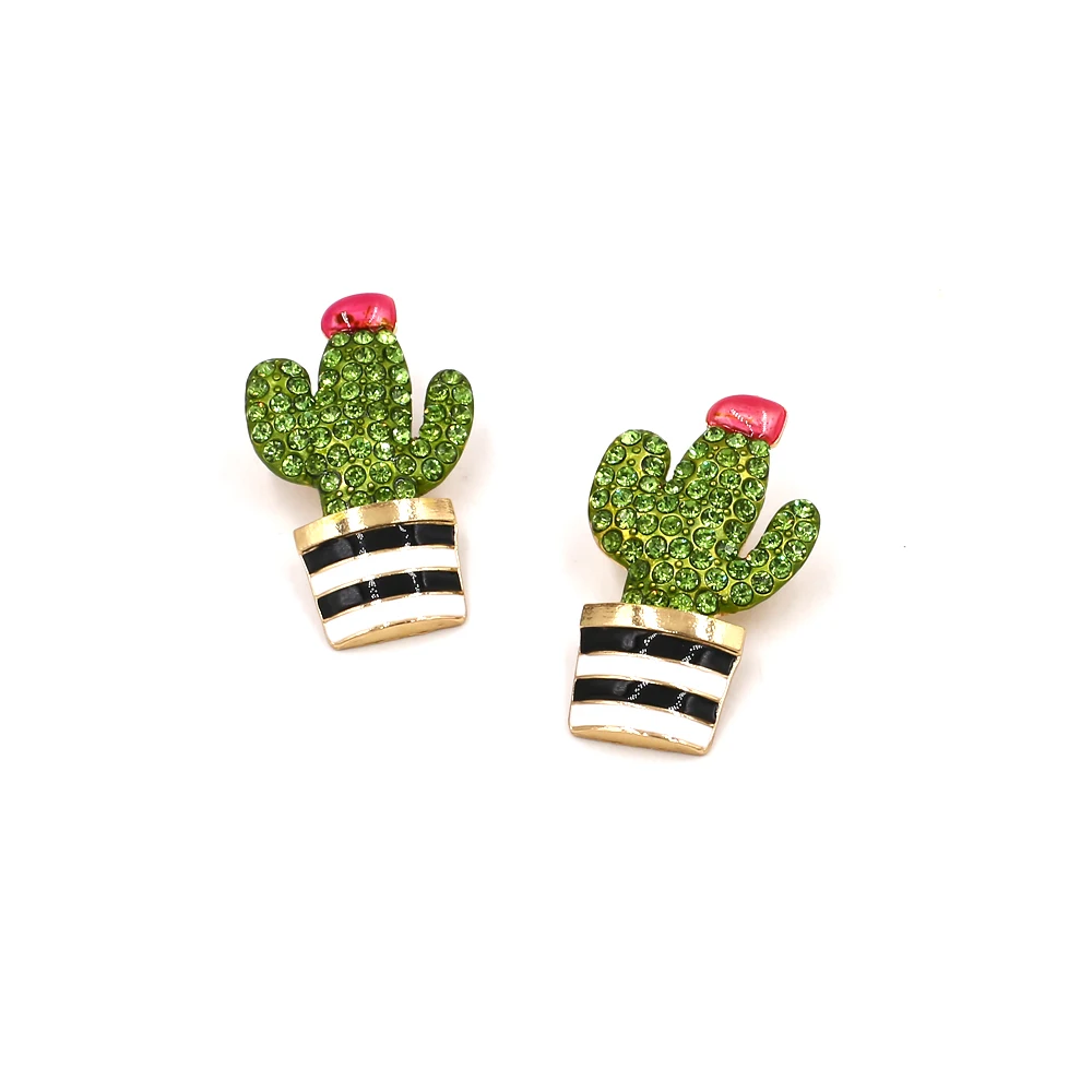 Vodeshanliwen Fashion Cactus Annulus Earrings 2019 New Designs Rhinestone Stud For Women Party Accessory | Украшения и аксессуары