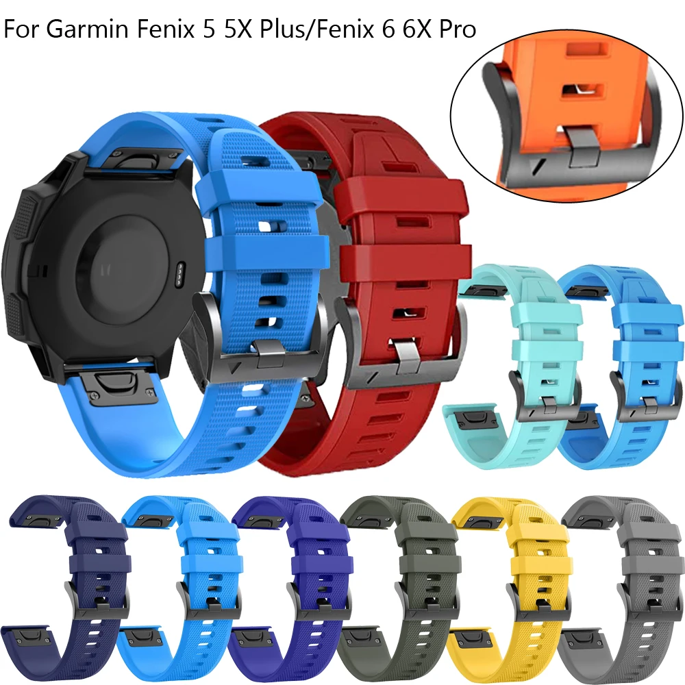 

Sport Silicone Watchband Wriststrap for Garmin Fenix 6X 6 Pro 5X 5 Plus 3 HR 935 945 22mm 26mm Easy Fit Quick Release wirstband