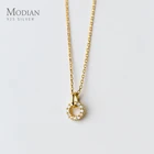 Modian двойной круглый, прозрачный CZ колье для женщин Натуральная 925 Стерлинговое Серебро Золото Цвет форме плетённого кольца для женщин, хорошее ювелирное изделие