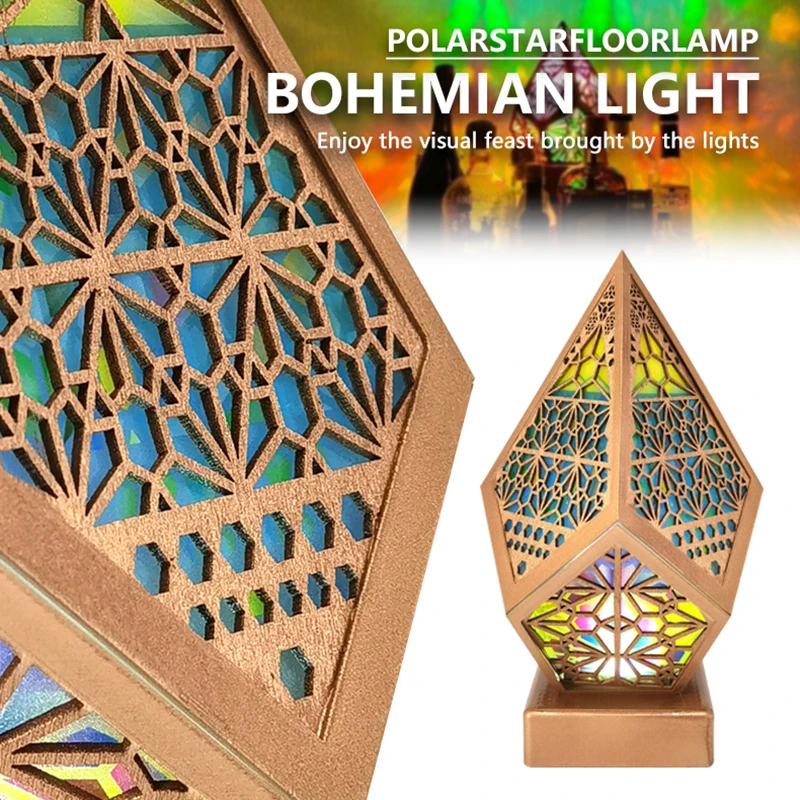 

Красочная 3D проекция полая лампа креативная деревянная богемная лампа Романтическая звезда Напольная Лампа художественные изделия подарк...