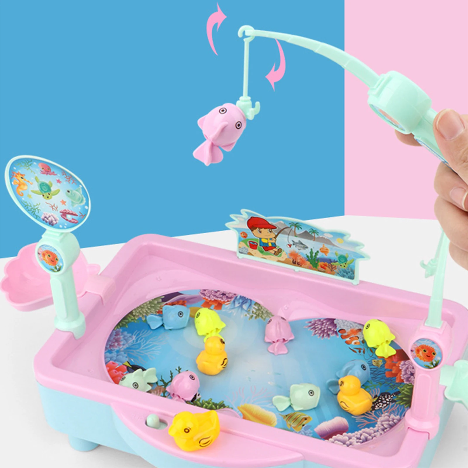 

Kids Fishing Toy Electric Rotating Water Play Interactive Game Fishing Toy Set Baby Toy Fish Outdoor Sports Toy Gift