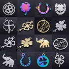 5 шт.лот символ удачи четыре сердца цветок DIY Подвески Оптовая продажа 100% Подкова подвеска слон соединители Шарм